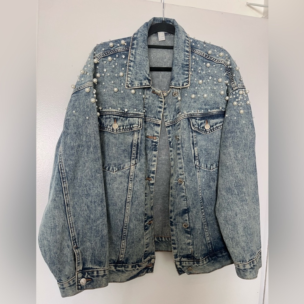 Forever 21 Blue Studded Jean Jacket